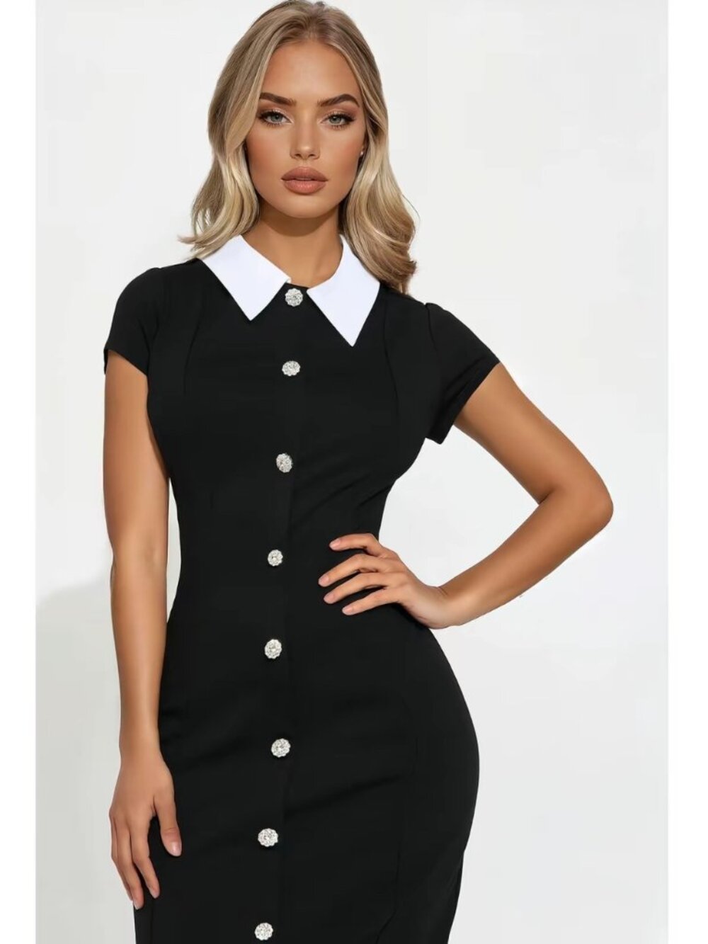 Fashion Nova Pretty And Smart Body Sculpting Midi Dress Black